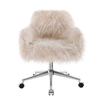 Stylish Linon Fiona Chrome Base Office Chair in Pink