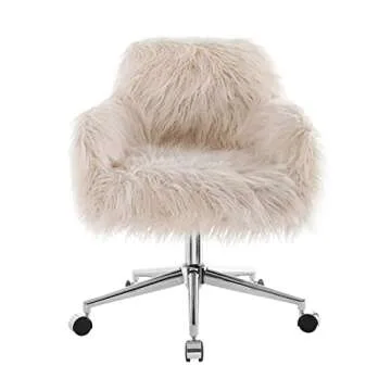 Stylish Linon Fiona Chrome Base Office Chair in Pink