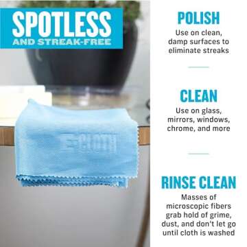 E-Cloth Car and Window Polishing Towels - 4-Pack Microfiber Cleaning Cloths for Polishing Cars, Windows, and More
