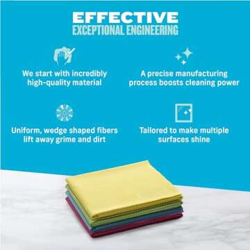 E-Cloth Car and Window Polishing Towels - 4-Pack Microfiber Cleaning Cloths for Polishing Cars, Windows, and More
