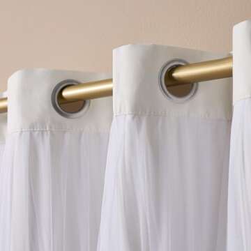 TOWN & COUNTRY LUXE Exclusive Home Catarina Layered Solid Room Darkening Blackout and Sheer Grommet Top Curtain Panel Pair, 52x120, Winter