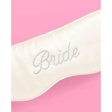 xo, Fetti Bride Sleep Mask Ivory Satin Rhinestone Embroidered | Bridal Shower Gift, Engagement Gift,...
