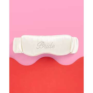 xo, Fetti Bride Sleep Mask Ivory Satin Rhinestone Embroidered | Bridal Shower Gift, Engagement Gift, Bachelorette Party Decorations, Bride Accessory, Wedding Day