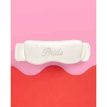 xo, Fetti Bride Sleep Mask Ivory Satin Rhinestone Embroidered | Bridal Shower Gift, Engagement Gift, Bachelorette Party Decorations, Bride Accessory, Wedding Day