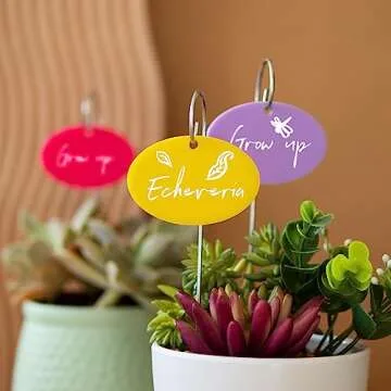 Temlum Plant Labels, Garden Markers with Stake & Marker Pen, Garden Labels Plant Sign Tags for Flowers, Herbs, Potted Plants, Seed