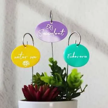 Temlum Plant Labels, Garden Markers with Stake & Marker Pen, Garden Labels Plant Sign Tags for Flowers, Herbs, Potted Plants, Seed