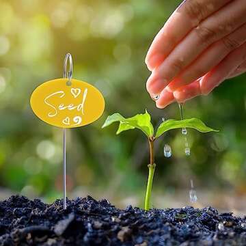 Temlum Plant Labels, Garden Markers with Stake & Marker Pen, Garden Labels Plant Sign Tags for Flowers, Herbs, Potted Plants, Seed