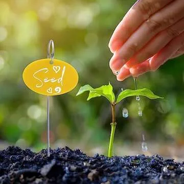 Temlum Plant Labels, Garden Markers with Stake & Marker Pen, Garden Labels Plant Sign Tags for Flowers, Herbs, Potted Plants, Seed