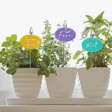 Temlum Plant Labels, Garden Markers with Stake & Marker Pen, Garden Labels Plant Sign Tags for Flowers, Herbs, Potted Plants, Seed