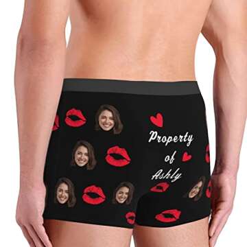 Custom Underwear Personalized for Men Boyfriend Husband Boxer Briefs with Photo Face Valentines Day Gifts for Him