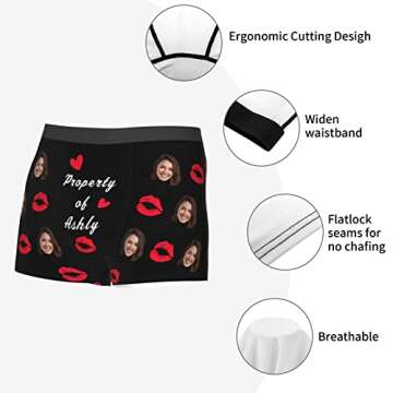 Custom Underwear Personalized for Men Boyfriend Husband Boxer Briefs with Photo Face Valentines Day Gifts for Him