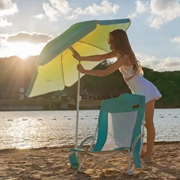 Nice C Beach Chair with Umbrella & Cooler for Adults