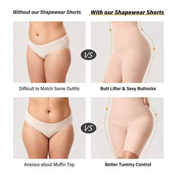 DELIMIRA Women's Shapewear Shorts Tummy Control Plus Size High Waisted Panties High Compression Thigh Slimmer Beige 1X