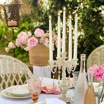 Arosky 20 Pack Ivory Taper Candles, 7-8 Hours Burn Time, Unscented and Smokeless, 4/5 x 10 Inch Dinner Candle Set for Household, Wedding, Party and Home Décor Candlesticks