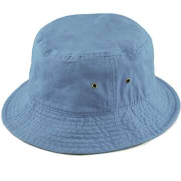 Bucket Hat - Unisex 100% Cotton & Denim UPF 50 Packable Summer Travel Beach Sun Hat(L/XL, Sky Blue)