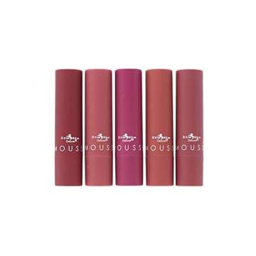 Italia Deluxe Top Five Mousse Matte Lipstick Set Modest Mauves - Luxurious Color Collection