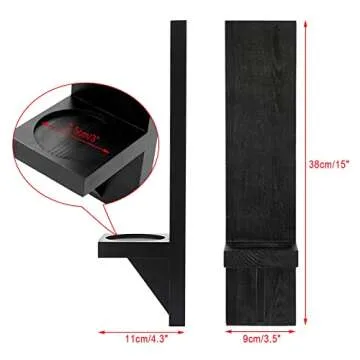 OwnMy Set of 2 Wooden Wall Candle Sconces Rustic Wall Mount Wooden Pillar Candle Sconces, Black Farmhouse Wall Candle Sconces Hanging Wall Sconces Vintage Wall Candle Holders Decor for Living Room