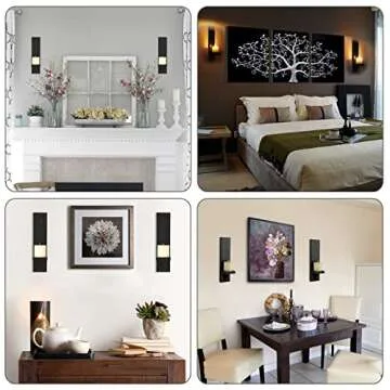 OwnMy Set of 2 Wooden Wall Candle Sconces Rustic Wall Mount Wooden Pillar Candle Sconces, Black Farmhouse Wall Candle Sconces Hanging Wall Sconces Vintage Wall Candle Holders Decor for Living Room