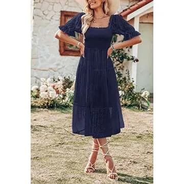 MEROKEETY Women's Chiffon Midi Dress - Elegant & Chic