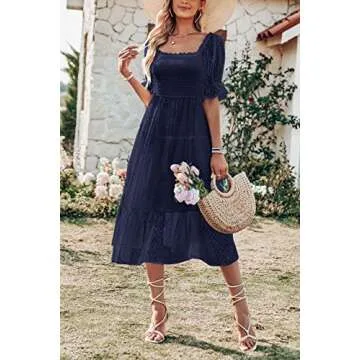 MEROKEETY Women's Chiffon Midi Dress - Elegant & Chic