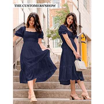 MEROKEETY Women's Chiffon Midi Dress - Elegant & Chic