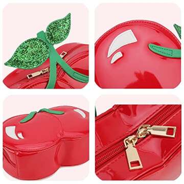 ENJOININ Sequins Red Cherry Shoulder Bag Women's Crossbody Bag Girl's Clutch Bag Fashion Purses and Handbags
