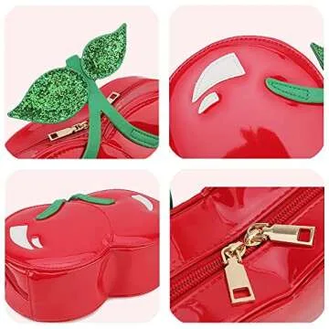 ENJOININ Sequins Red Cherry Shoulder Bag Women's Crossbody Bag Girl's Clutch Bag Fashion Purses and Handbags