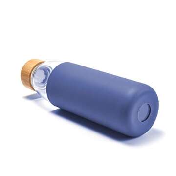 VEEGOAL 18 Oz Glass Water Bottle with Bamboo Lid