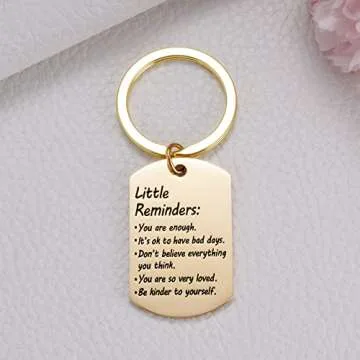 Little Reminders Keychain, Mental Health Gift, You Are Enough Keyring, Positive Thinking Reminder Daily Affirmation Inspiration Uplifting Quotes, Self Love, Gold