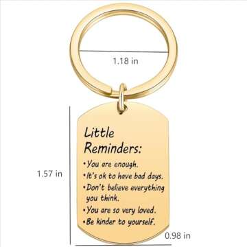 Little Reminders Keychain, Mental Health Gift, You Are Enough Keyring, Positive Thinking Reminder Daily Affirmation Inspiration Uplifting Quotes, Self Love, Gold