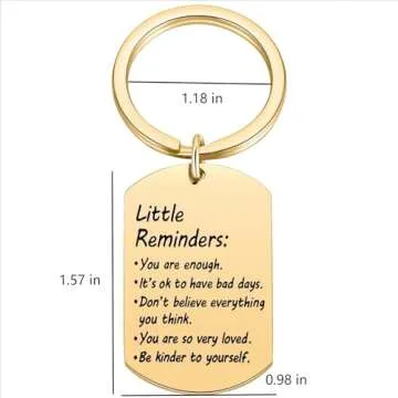 Little Reminders Keychain, Mental Health Gift, You Are Enough Keyring, Positive Thinking Reminder Daily Affirmation Inspiration Uplifting Quotes, Self Love, Gold