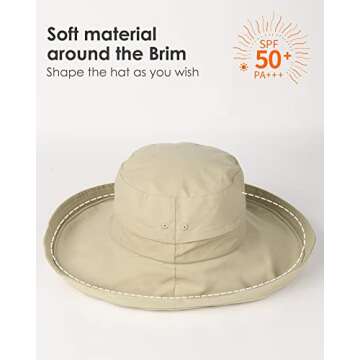 Sun Hats for Women Gardening Hat Wide Brim Ponytail Beach Sun Protection Breathable Cotton Summer Ha...