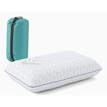 Vaverto Small Memory Foam Bed Pillow for Camping - Compressible Medium Firm, Breathable Cover, Machine Washable, Ideal Backpacking