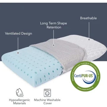 Vaverto Small Memory Foam Bed Pillow for Camping - Compressible Medium Firm, Breathable Cover, Machine Washable, Ideal Backpacking