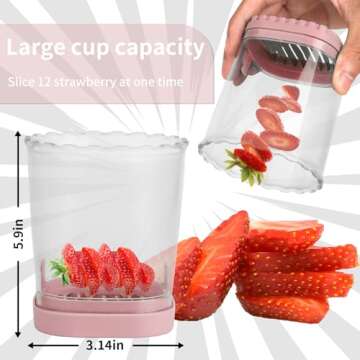 Slicer Cup for Fruit, Strawberry Slicer, Egg Slicers,Banana Cutter Slicer, Mushroom Slicer for Fruit With Cleaning Brush,Kitchen Portable Slicing Tool Vegetable Cutting Kitchen Gadget (Pink)