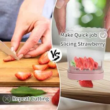 Slicer Cup for Fruit, Strawberry Slicer, Egg Slicers,Banana Cutter Slicer, Mushroom Slicer for Fruit With Cleaning Brush,Kitchen Portable Slicing Tool Vegetable Cutting Kitchen Gadget (Pink)