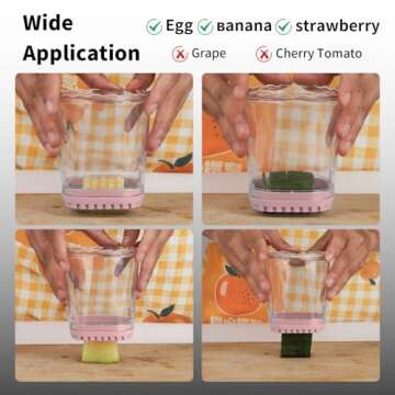 Slicer Cup for Fruit, Strawberry Slicer, Egg Slicers,Banana Cutter Slicer, Mushroom Slicer for Fruit With Cleaning Brush,Kitchen Portable Slicing Tool Vegetable Cutting Kitchen Gadget (Pink)