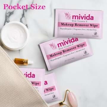 Mivida Makeup Remover Wipes - 100 Individual Cleansing Towelettes