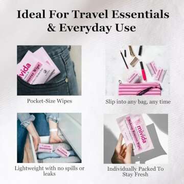 Mivida Makeup Remover Wipes - 100 Individual Cleansing Towelettes