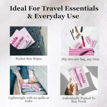 Mivida Makeup Remover Wipes - 100 Individual Cleansing Towelettes