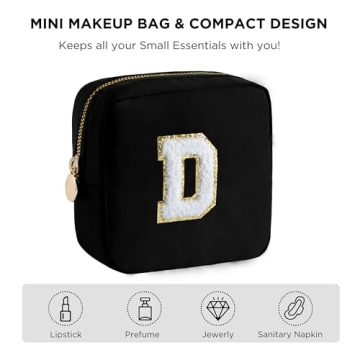 HBselect Personalized Initial Letter Makeup Bag - Cute Waterproof Pouch