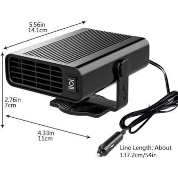 Showvigor Car Heater - 12V 150W Portable Car Heater Plug in Cigarette Lighter, 2 in 1 Fast Heating Defrost Defogger, 360 °Rotatable Windscreen Defogger Window Defroster for Car