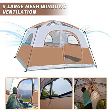 UNP 6 Person Waterproof Camping Tent - Easy Setup & Durable