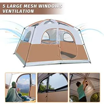 UNP 6 Person Waterproof Camping Tent - Easy Setup & Durable