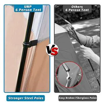 UNP 6 Person Waterproof Camping Tent - Easy Setup & Durable