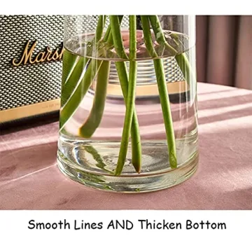 FUNSOBA Clear Glass Flower Vase with Gold Mouth for Centerpieces Home Wedding Decoration (1, Large 5.2" x 9.9“)