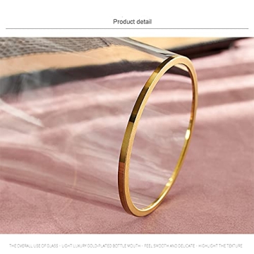 FUNSOBA Clear Glass Flower Vase with Gold Mouth for Centerpieces Home Wedding Decoration (1, Large 5.2" x 9.9“)