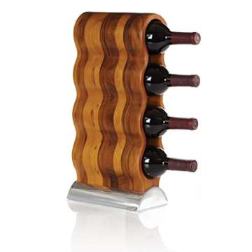 Nambe Curvo Wine Rack | Wooden Wine Rack for Countertop | Wine Bottle Stand for Home Décor | Made o...