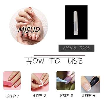 MISUD 24Pcs Medium Press on Nails, Glossy 3D Bow & Pearl Fake Nails, Glossy Glue on Nails, Coffin False Nails, Full Cover Ballerina Pink Acrylic Nails for Daily Use (with Glue)