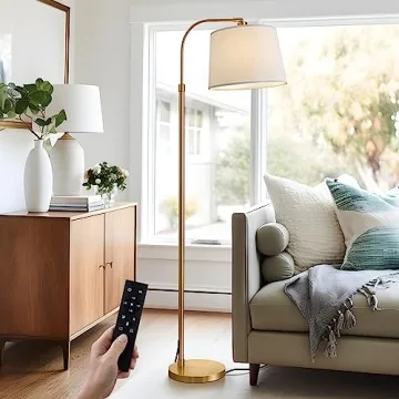 Oneach 62" Gold Floor Lamp for Living Rooms Tall Arc Standing Lamps with Remote Bedrooms Industrial Corner Nursery Girls Kid Vintage Mid-Century Modern Reading Light Office(Bulb Included)